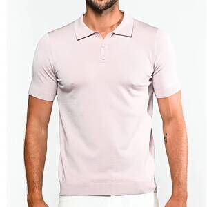 NEW POSTMARC 3-button knit polo shirt in mauve